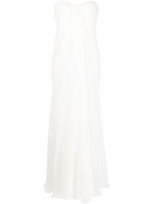 Копринена вечерна рокля от шифон Alexander Mcqueen бяло