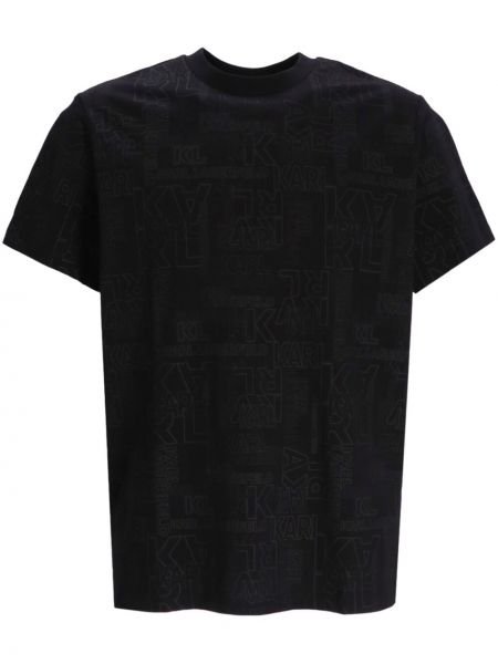 Kokvilnas t-krekls ar apdruku Karl Lagerfeld melns