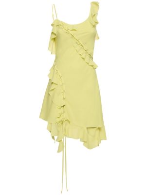 Σατέν μini φόρεμα με βολάν Acne Studios κίτρινο