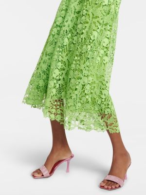 Krajkové midi šaty Monique Lhuillier zelené