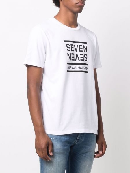 Koszulka z nadrukiem 7 For All Mankind biała
