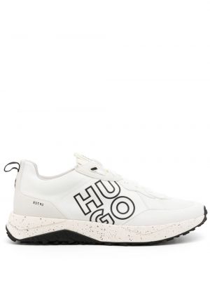 Sneakers di pelle con stampa Hugo bianco