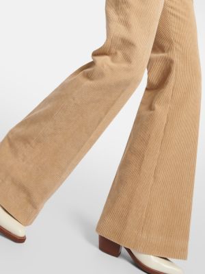 Spodnie z wysoką talią sztruksowe Chloã© beżowe
