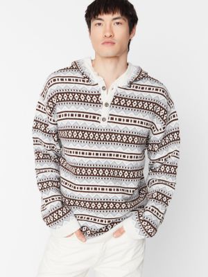 Sweter z kapturem oversize żakardowy Trendyol