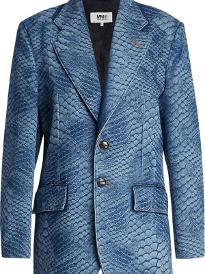 Пиджак с принтом со змеиным принтом Mm6 Maison Margiela синий