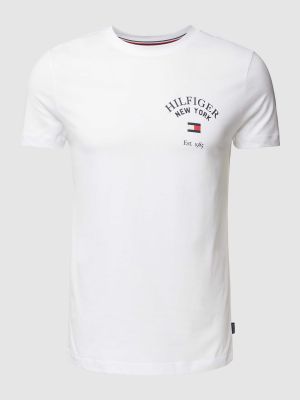 Koszulka bawełniana z nadrukiem Tommy Hilfiger biała