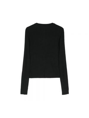 Sweter z modalu z okrągłym dekoltem Frame czarny