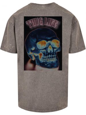 T-shirt à motif mélangé Thug Life gris