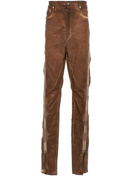 Zúžené džíny na zip Rick Owens Drkshdw hnědý
