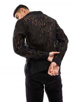 Прозрачная рубашка с принтом с принтом зебра Asos черная