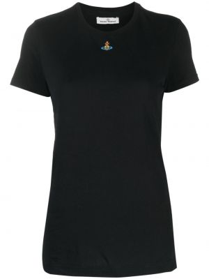 Kokvilnas t-krekls ar izšuvumiem Vivienne Westwood melns