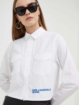 Дънкова риза Karl Lagerfeld Jeans бяло