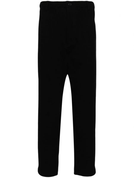 Bombažne ravne hlače Yohji Yamamoto črna