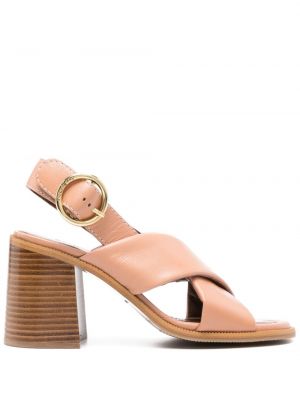Leder sandale mit schnalle See By Chloé pink