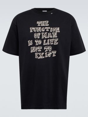 Памучна тениска с принт от джърси Due Diligence черно