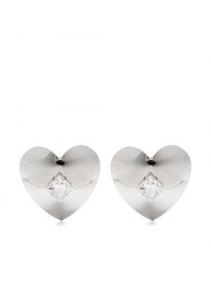 Boucles d'oreilles à imprimé à boucle de motif coeur Alessandra Rich argenté