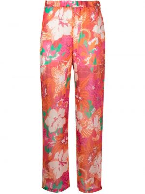 Spodnie w kwiatki z nadrukiem relaxed fit Msgm różowe