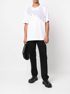 Tričko s kulatým výstřihem Fendi bílé
