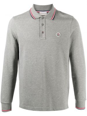 Tricou polo cu dungi Moncler gri