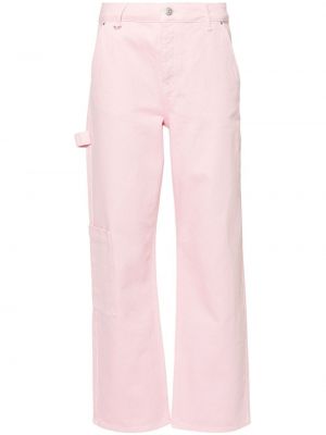 Bavlnené džínsy s rovným strihom Claudie Pierlot ružová