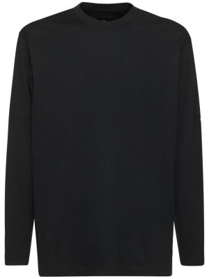 Jersey bombažna majica z dolgimi rokavi Y-3 črna