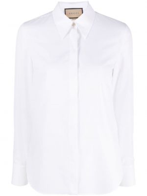 Bavlnená košeľa s výšivkou Gucci biela