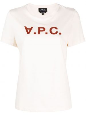 Bílé bavlněné tričko s potiskem A.p.c.