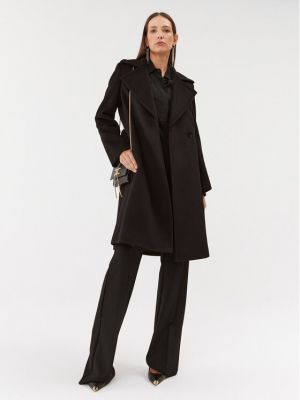 Vlnený priliehavý kabát Marella čierna