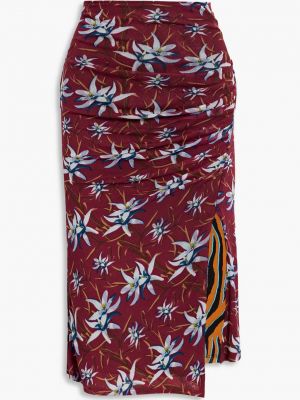 Двусторонняя юбка миди Dariella из эластичной сетки с цветочным принтом DIANE VON FURSTENBERG, мерло