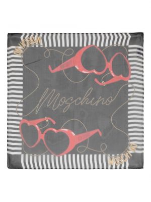 Fular de mătase cu imagine Moschino negru