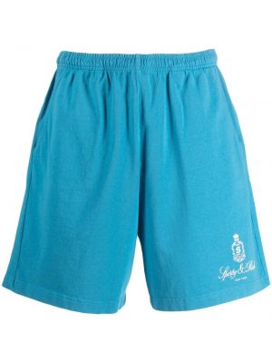 Shorts aus baumwoll mit print Sporty & Rich blau