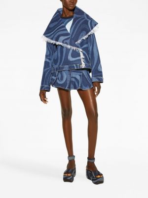Džínová bunda s potiskem s abstraktním vzorem Pucci modrá