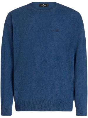 Vilnonis siuvinėtas megztinis Etro mėlyna