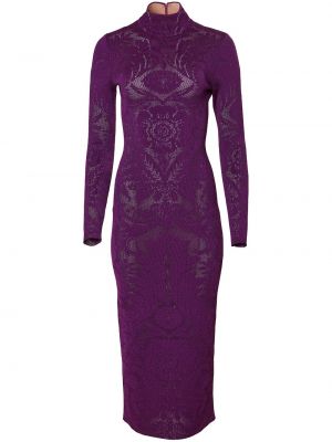 Nėriniuotas gėlėtas maksi suknelė Carolina Herrera violetinė