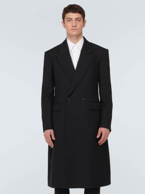 Vlnený kabát Alexander Mcqueen čierna