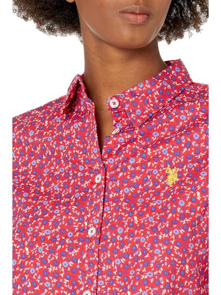 Рубашка в цветочек с принтом с длинным рукавом U.s. Polo Assn. красная