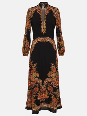 Midi haljina s paisley uzorkom Etro crna
