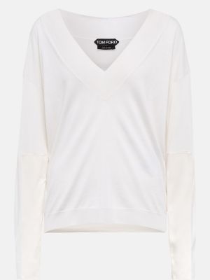 Kašmírový hedvábný svetr Tom Ford bílý