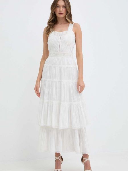 Pamučna maksi haljina Twinset bijela