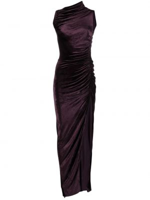 Drapované asymetrické zamatové koktejlkové šaty Rick Owens Lilies fialová