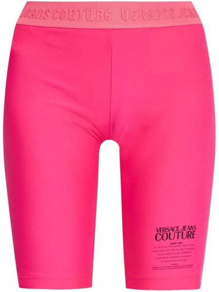 Painettu pyöräilyshortsit Versace Jeans Couture pinkki