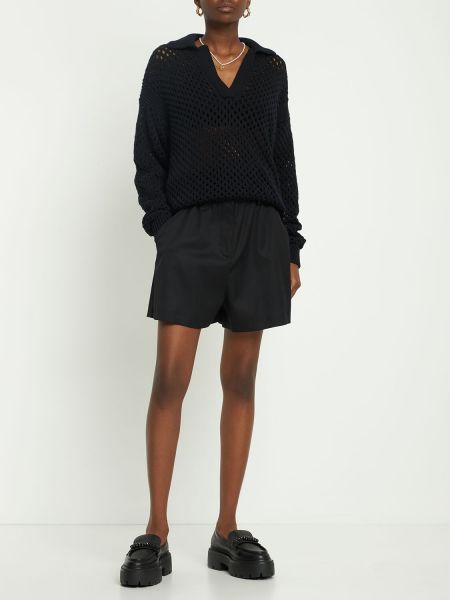 Vlnené šortky Nina Ricci čierna