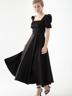Вечерна рокля с буфан ръкави Lafaba черно