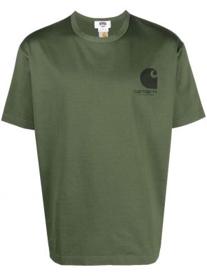 Bavlněné tričko s potiskem Junya Watanabe Man zelené