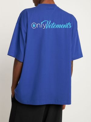 Bavlnené tričko s potlačou Vetements modrá