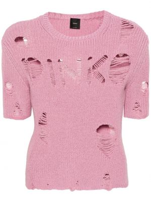 Top zdrențuiți tricotate Pinko roz