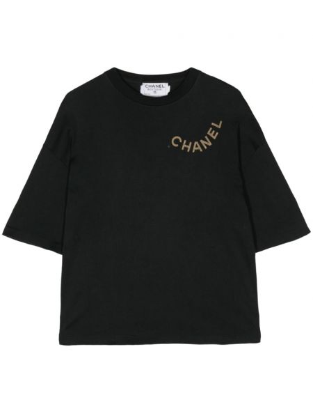 Tričko s potlačou Chanel Pre-owned čierna