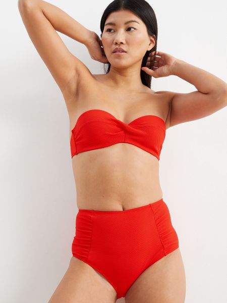 Bikini z wysoką talią C&a czerwony