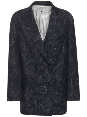 Džínsová bunda s potlačou s paisley vzorom Etro