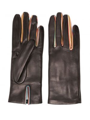 Ριγέ δερμάτινα γάντια Paul Smith μαύρο